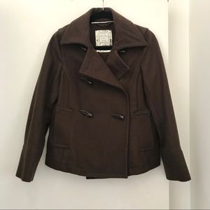 Old Navy Brown Double Breasted Pea Coat